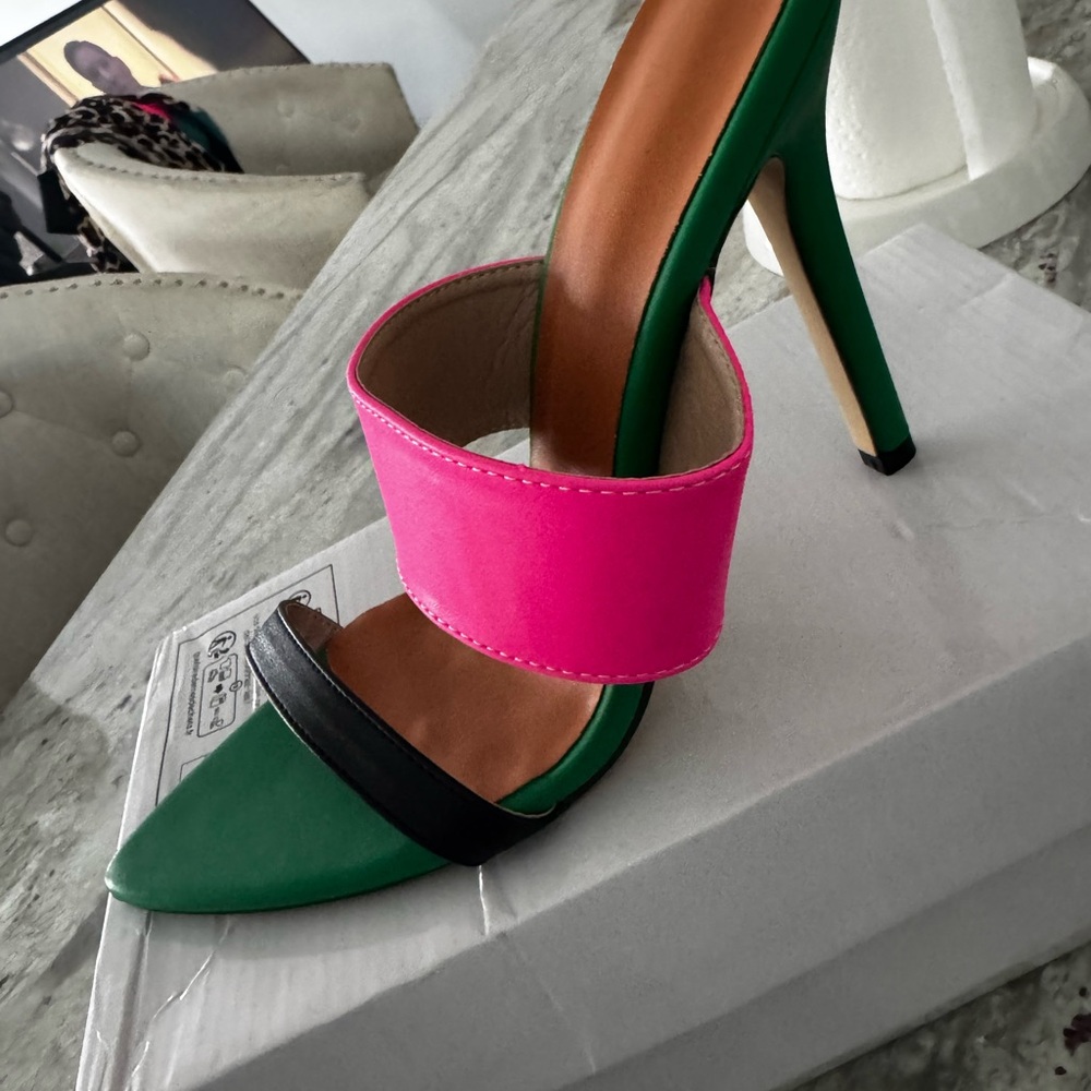 SHEIN Green and Pink Heels